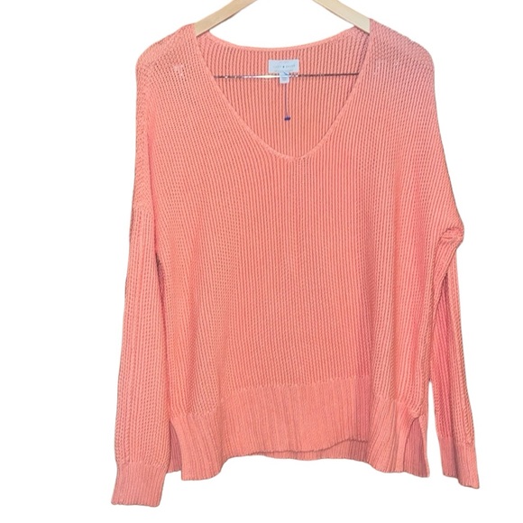 •LUCKY BRAND•NWOT CITRUS SUN ORANGE V NECK KNIT SWEATER SIZE SMALL - Picture 1 of 10